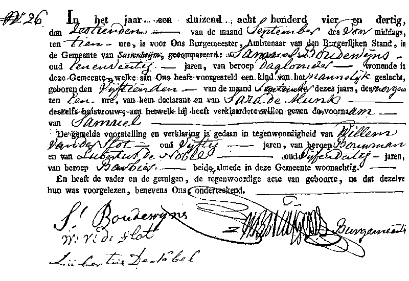 18340916 geb akte 26 Samuel zv S Boudewijns - S d Munk